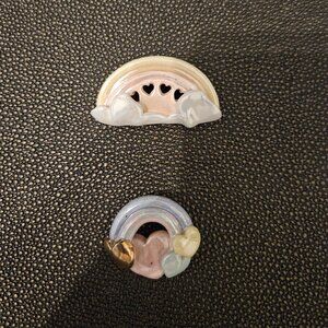 BRAND NEW PAIR OF PASTEL-COLORED RAINBOW CERAMIC PINS